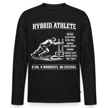 Fitness hybride pour athlètes en traîneau - T-shirt manches longues Premium bio Homme - noir - Devant - Nico (187cm)