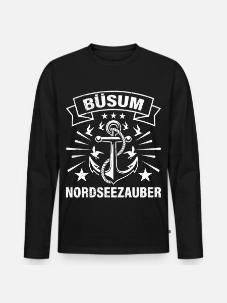 Büsumer Wattenmeer BÜSUM NORDSEEZAUBER Lustig - Männer Premium Bio Langarmshirt - Schwarz