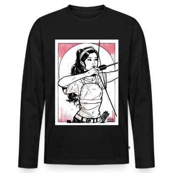 Archer Cramoisi à l’encre - T-shirt manches longues Premium bio Homme - noir - Devant - Nico (187cm)