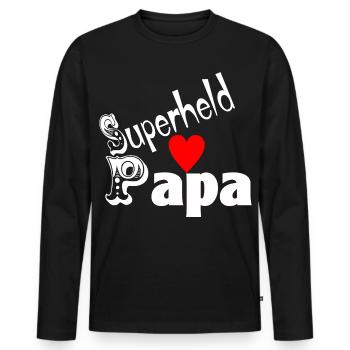 Vatertag Superheld Papa - Männer Premium Bio Langarmshirt - Schwarz - Vorne - Nico (187cm)