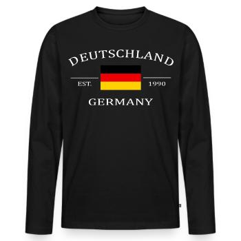 Deutschland Flagge - Männer Premium Bio Langarmshirt - Schwarz - Vorne - Nico (187cm)