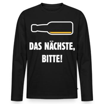 Das Nächste, Bitte! (Bier / Bierchen / NEG 2C) - Männer Premium Bio Langarmshirt - Schwarz - Vorne - Nico (187cm)