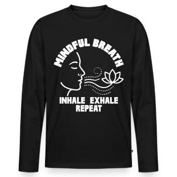 Respiration consciente Pleine conscience Calme - T-shirt manches longues Premium bio Homme - noir - Devant - Nico (187cm)