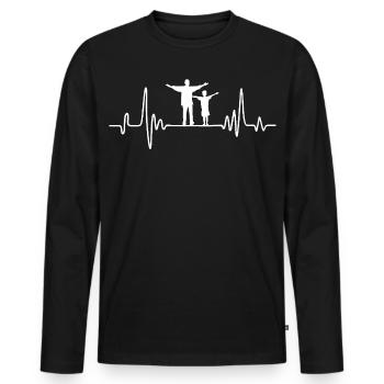 Father with son retro dad and son - Men's Premium Organic Long Sleeve Shirt - black - Front - Nico (187cm)