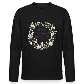 Live, Rire, Menty B. | Effondrement ironique - T-shirt manches longues Premium bio Homme - noir - Devant - Nico (187cm)