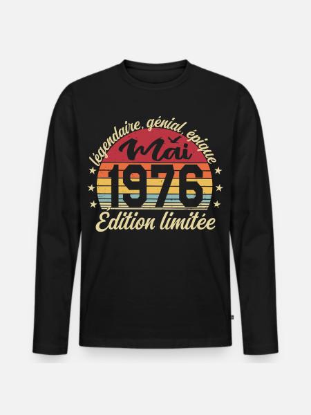 les légendes sont nées mai 1976 - T-shirt manches longues Premium bio Homme - noir
