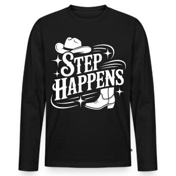 Step Happens Western Line Dance - Männer Premium Bio Langarmshirt - Schwarz - Vorne - Nico (187cm)