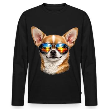 Chihuahua Sunglasses Summer Beach Palm Trees - Men's Premium Organic Long Sleeve Shirt - black - Front - Nico (187cm)