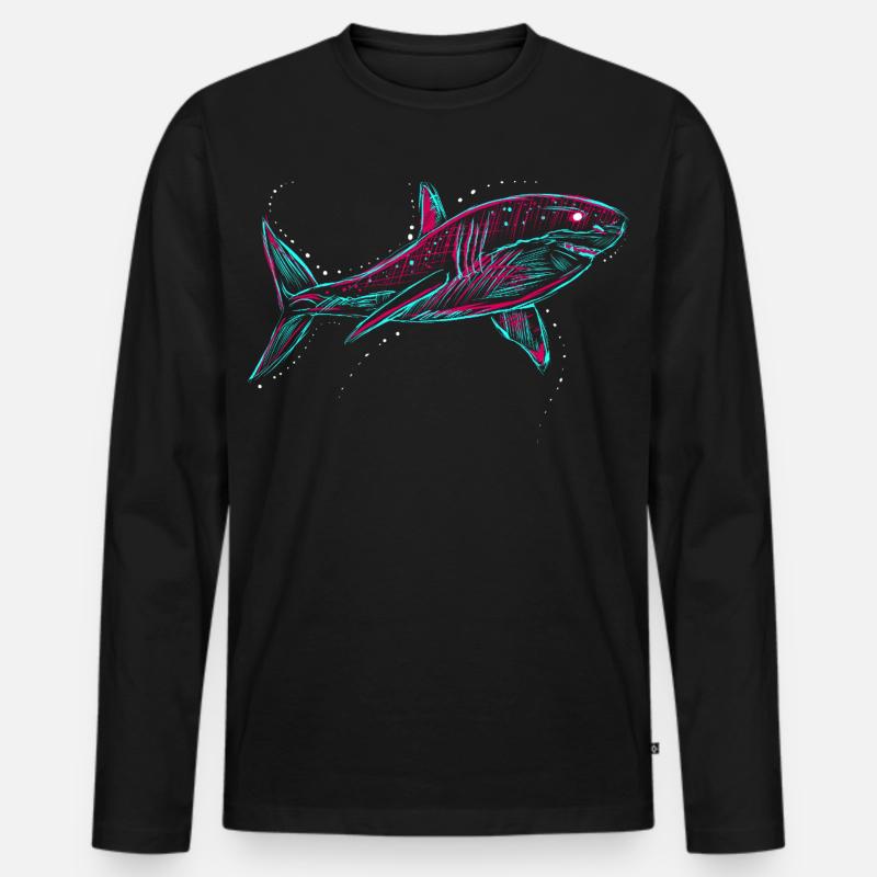 Neo Shark - Männer Premium Bio Langarmshirt - Schwarz