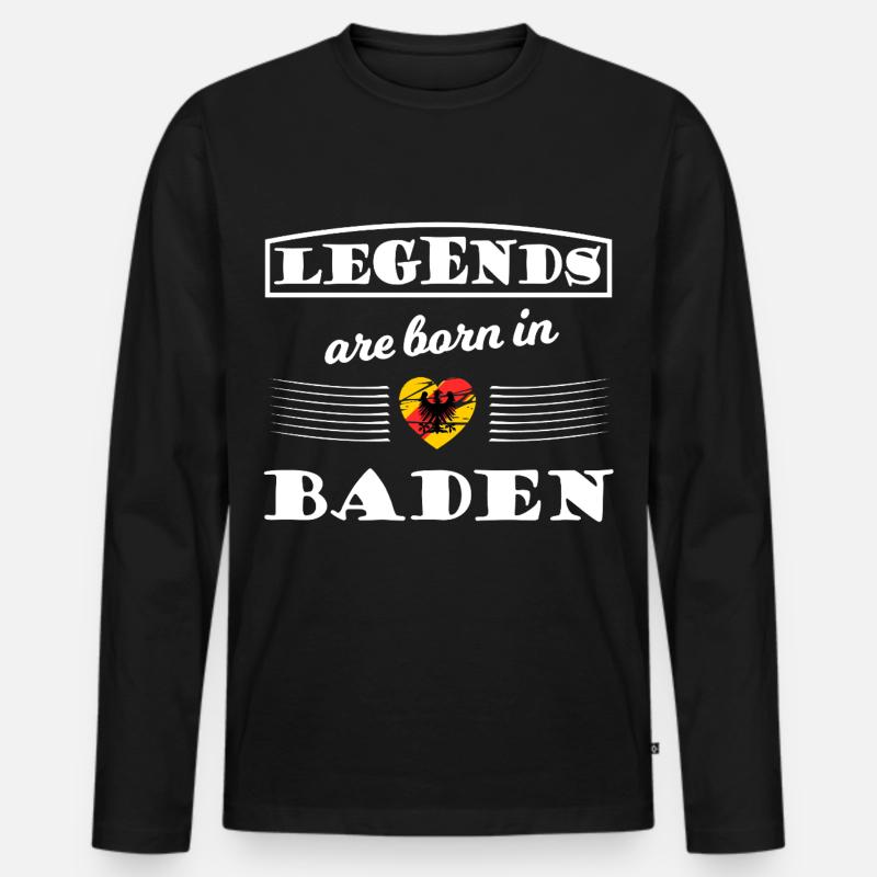 Legenden geboren in Baden - Männer Premium Bio Langarmshirt - Schwarz