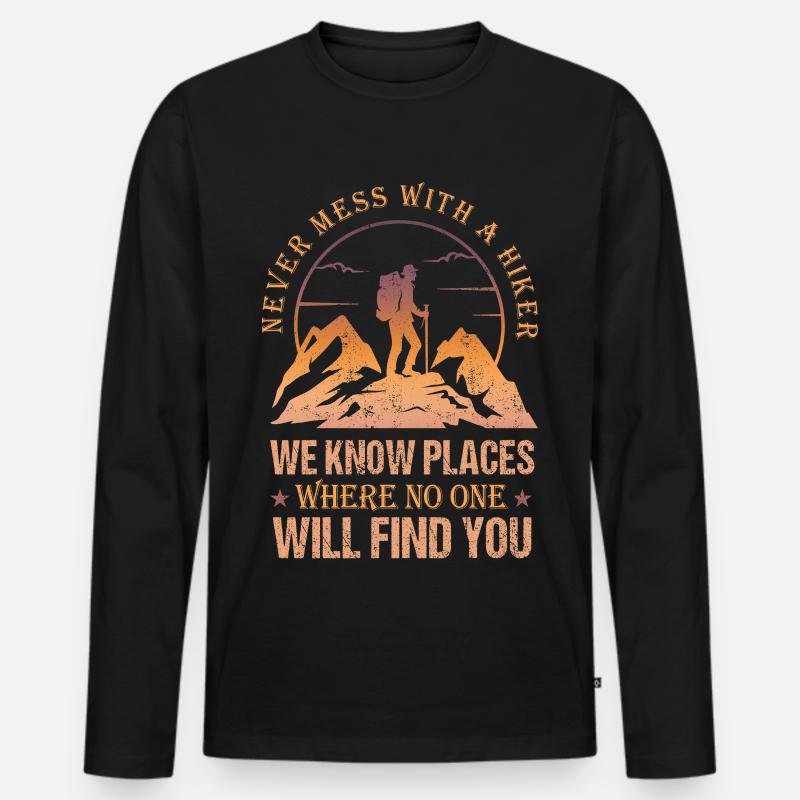 Lustige Wanderer-Sprüche - Männer Premium Bio Langarmshirt - Schwarz