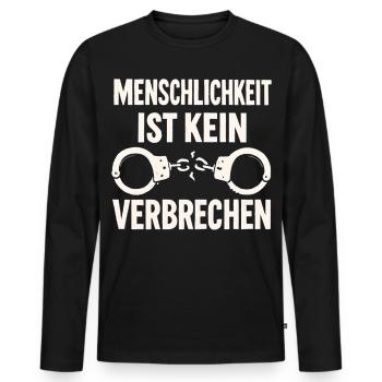 Menschlichkeit ist kein Verbrechen - Männer Premium Bio Langarmshirt - Schwarz - Vorne - Nico (187cm)