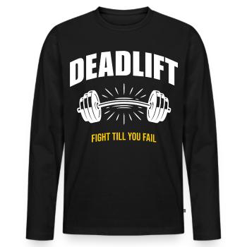 Deadlift Strength Training Powerlifting Gym Motivation - Men's Premium Organic Long Sleeve Shirt - black - Front - Nico (187cm)