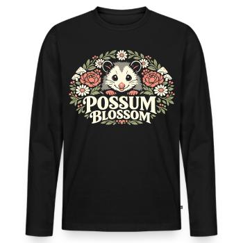 Possum Blossom - Männer Premium Bio Langarmshirt - Schwarz - Vorne - Nico (187cm)