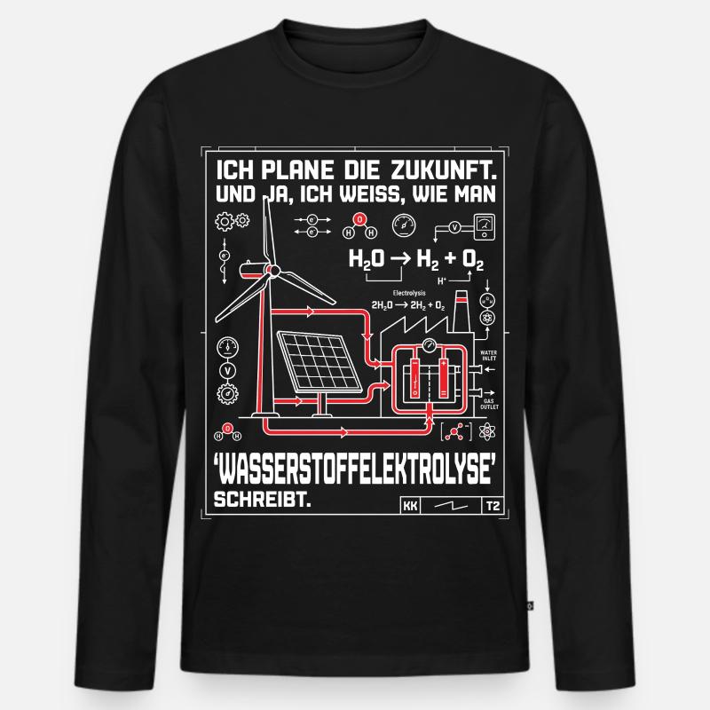 Ingenieur Plan Wasserstoffelektrolyse - Männer Premium Bio Langarmshirt - Schwarz