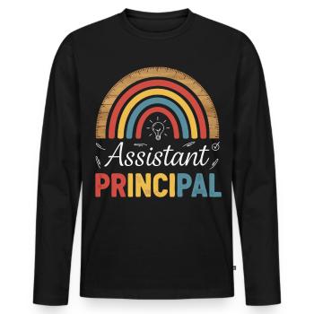 Assistant Principal Rainbow Retro - Men's Premium Organic Long Sleeve Shirt - black - Front - Nico (187cm)