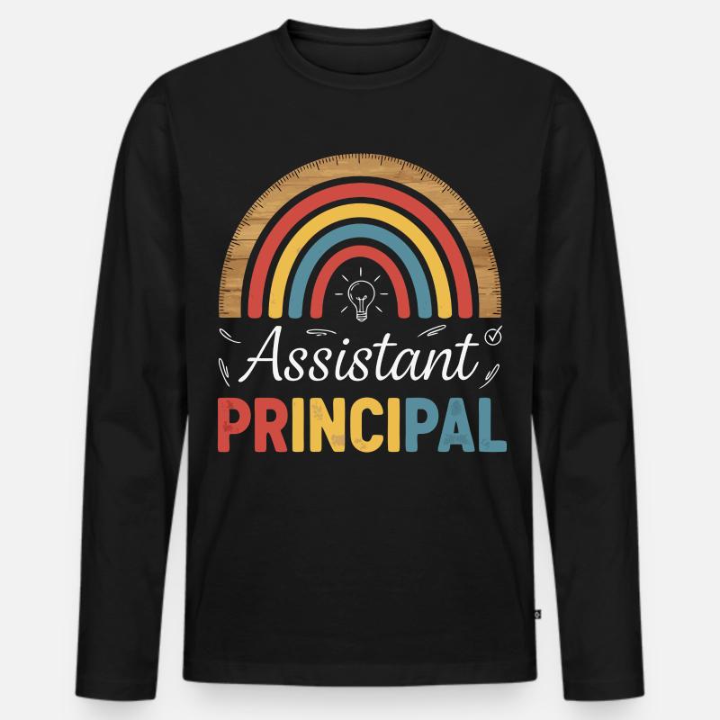 Assistant Principal Rainbow Retro - Männer Premium Bio Langarmshirt - Schwarz