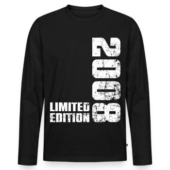 Cadeau d'anniversaire 18 ans 2008 Garçon Fille - T-shirt manches longues Premium bio Homme - noir - Devant - Nico (187cm)