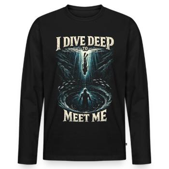 Apnée Je plonge profondément pour me rencontrer - T-shirt manches longues Premium bio Homme - noir - Devant - Nico (187cm)