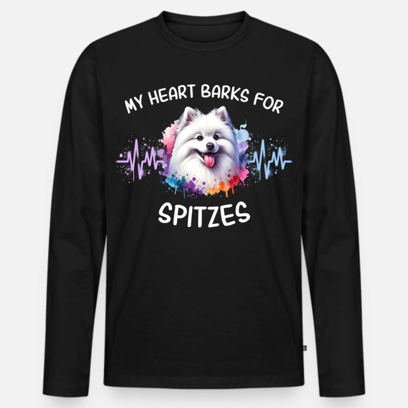 Spitz Herzlinie - Männer Premium Bio Langarmshirt - Schwarz