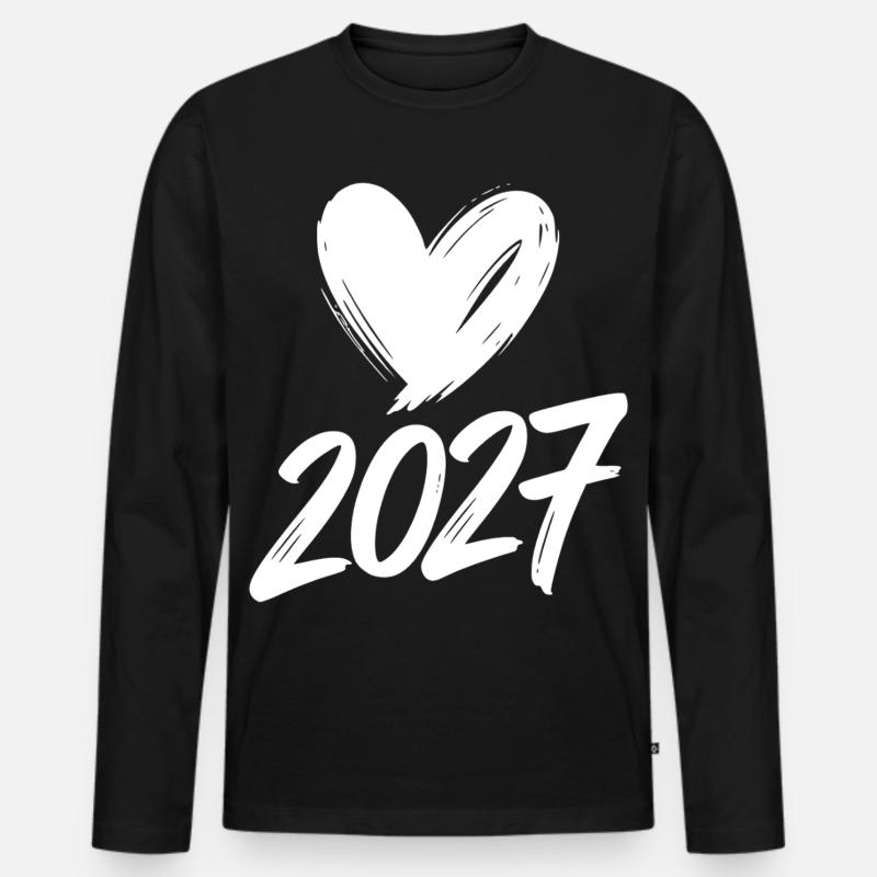 2027 Herz - Männer Premium Bio Langarmshirt - Schwarz