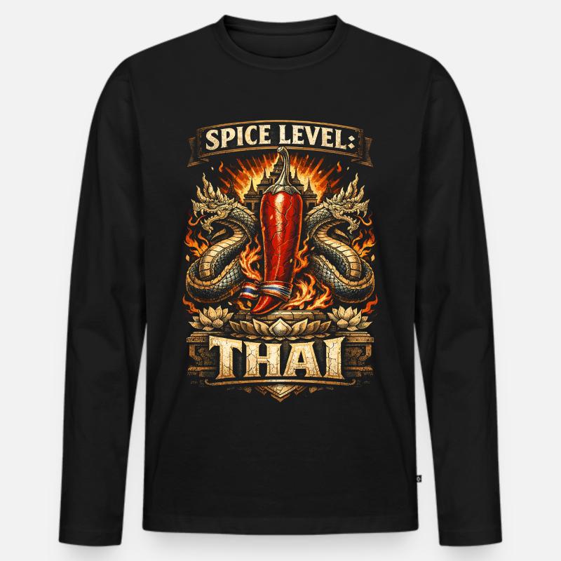 Thailand Thai Pride Spice Level Thai - Männer Premium Bio Langarmshirt - Schwarz