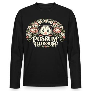 Possum Blossom - Männer Premium Bio Langarmshirt - Schwarz - Vorne - Nico (187cm)