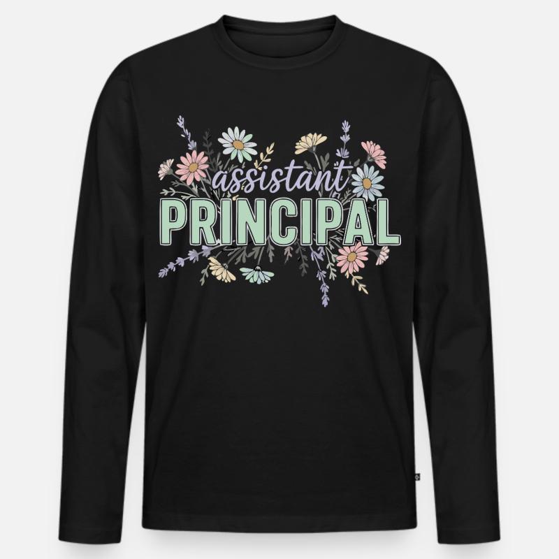 Konrektor Assistant Principal Blumen - Männer Premium Bio Langarmshirt - Schwarz