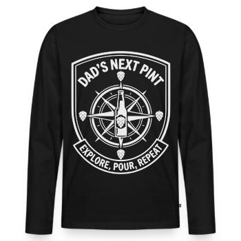 Fête des pères La prochaine pinte de bière de papa - T-shirt manches longues Premium bio Homme - noir - Devant - Nico (187cm)
