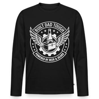 Papa Fort pour la fête des pères - T-shirt manches longues Premium bio Homme - noir - Devant - Nico (187cm)