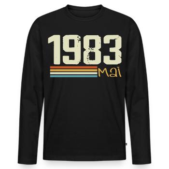 Mai 1983 - Männer Premium Bio Langarmshirt - Schwarz - Vorne - Nico (187cm)