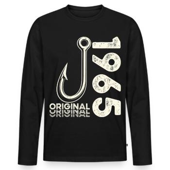 61st Birthday Gift Angler Fishing Man 1965 - Men's Premium Organic Long Sleeve Shirt - black - Front - Nico (187cm)