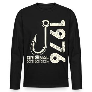 50th Birthday Gift Angler Fishing Man 1976 - Men's Premium Organic Long Sleeve Shirt - black - Front - Nico (187cm)