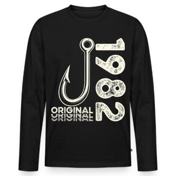 44th Birthday Gift Angler Fishing Man 1982 - Men's Premium Organic Long Sleeve Shirt - black - Front - Nico (187cm)