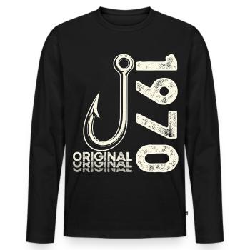 56th Birthday Gift Angler Fishing Man 1970's - Men's Premium Organic Long Sleeve Shirt - black - Front - Nico (187cm)
