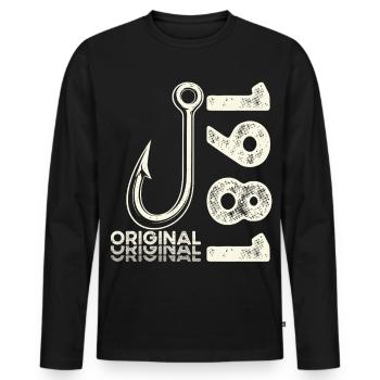45th Birthday Gift Angler Fishing Man 1981 - Men's Premium Organic Long Sleeve Shirt - black - Front - Nico (187cm)