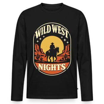 Wild West Nights - Men's Premium Organic Long Sleeve Shirt - black - Front - Nico (187cm)