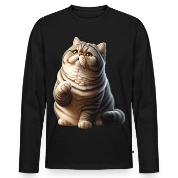 Exotic Shorthair Cat Exotic Shorthair - Men's Premium Organic Long Sleeve Shirt - black - Front - Nico (187cm)