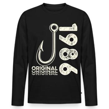 40th Birthday Gift Angler Fishing Man 1986 - Men's Premium Organic Long Sleeve Shirt - black - Front - Nico (187cm)