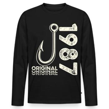 39th Birthday Gift Angler Fishing Man 1987 - Men's Premium Organic Long Sleeve Shirt - black - Front - Nico (187cm)