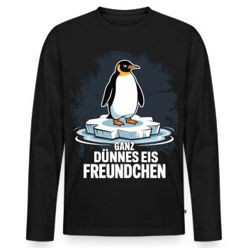 Ganz Dünnes Eis Freundchen Pinguin Lustig Shirt - Männer Premium Bio Langarmshirt - Schwarz - Vorne - Nico (187cm)