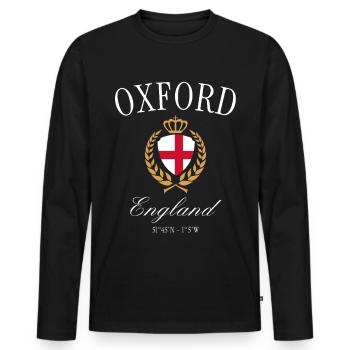 Couronne d’armoiries d’Oxford England – Souvenir de voyage - T-shirt manches longues Premium bio Homme - noir - Devant - Nico (187cm)