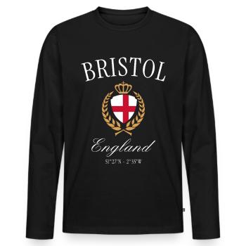 Bristol England Wappen Krone – Reise Souvenir - Männer Premium Bio Langarmshirt - Schwarz - Vorne - Nico (187cm)