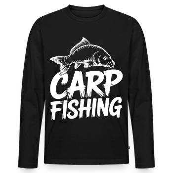 Pêche à la carpe Lettres en gras - T-shirt manches longues Premium bio Homme - noir - Devant - Nico (187cm)