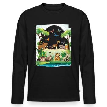 Jungle Tierwelt Safari - Männer Premium Bio Langarmshirt - Schwarz - Vorne - Nico (187cm)