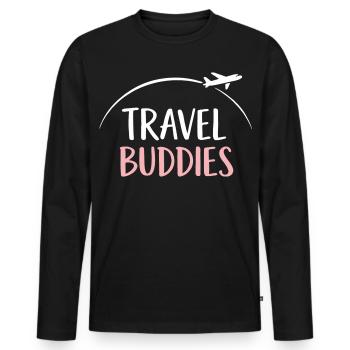 Compagnons de voyage - T-shirt manches longues Premium bio Homme - noir - Devant - Nico (187cm)