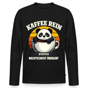 Kaffee rein Status Nachtschicht überlebt Panda - Männer Premium Bio Langarmshirt - Schwarz - Vorne - Nico (187cm)