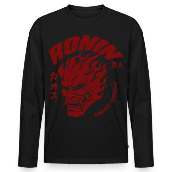 Ronin Oni Biker  - Männer Premium Bio Langarmshirt - Schwarz - Vorne - Nico (187cm)