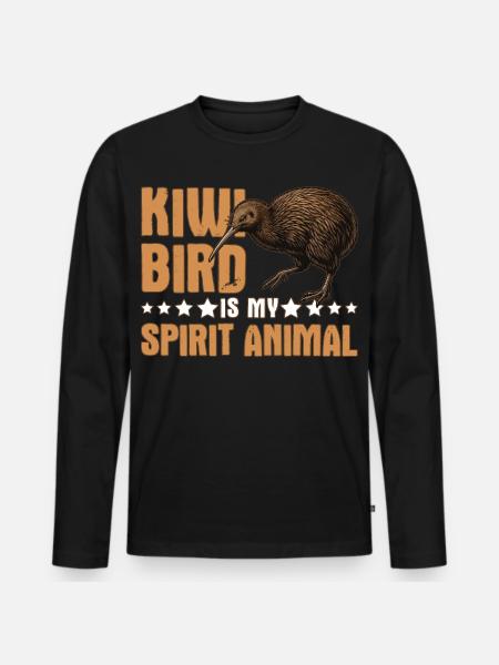 Kiwi-Vogel ist mein Geisttier Neuseeland - Männer Premium Bio Langarmshirt - Schwarz