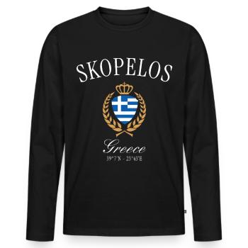 Skopelos Griechenland Wappen Krone Reise Souvenir - Männer Premium Bio Langarmshirt - Schwarz - Vorne - Nico (187cm)